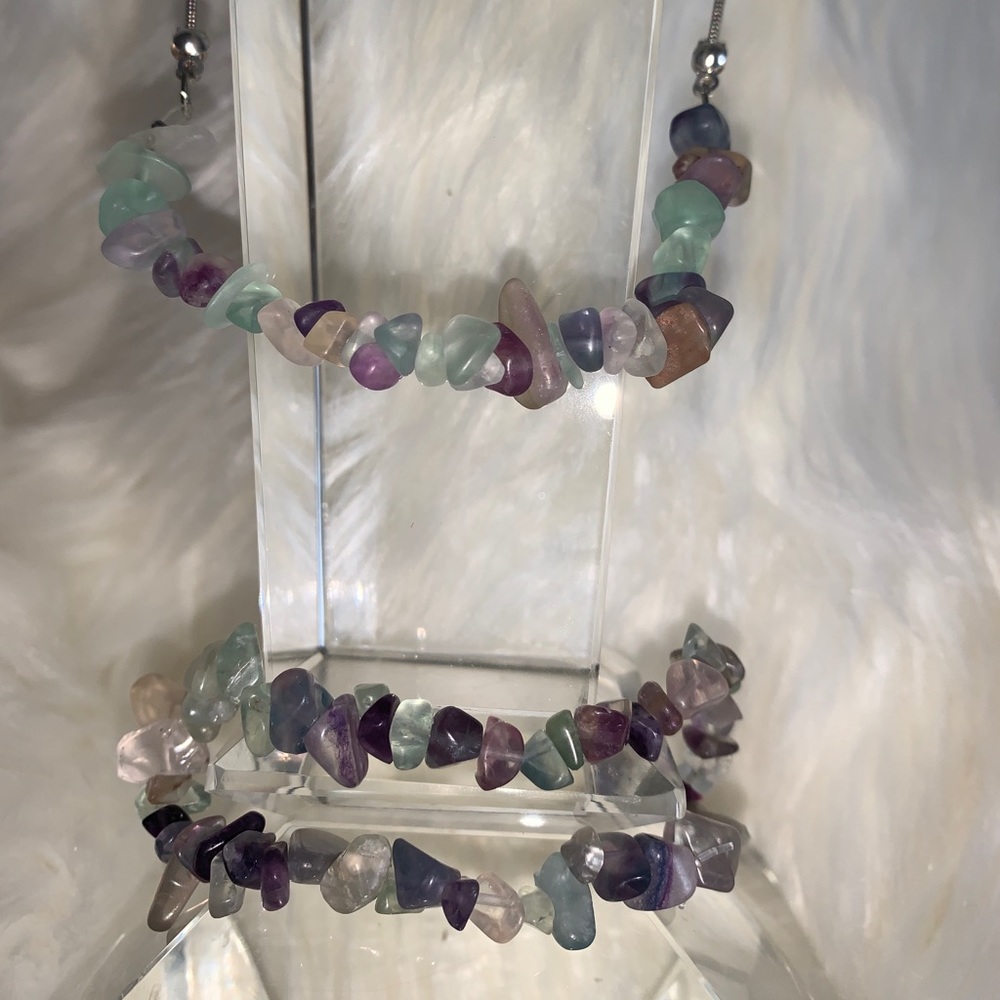 Blue-Purple Stone Necklace & Bracelet Set